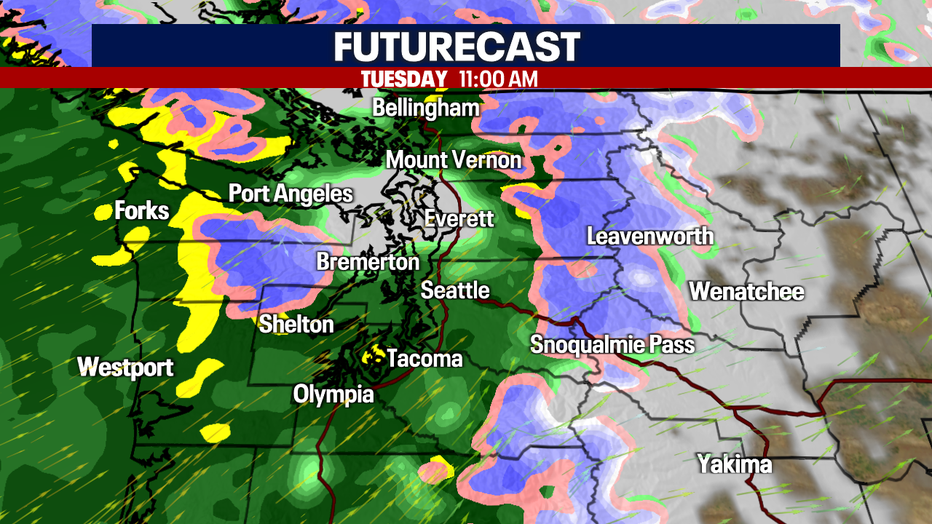 Widespread rain is forecast on Tuesday.
