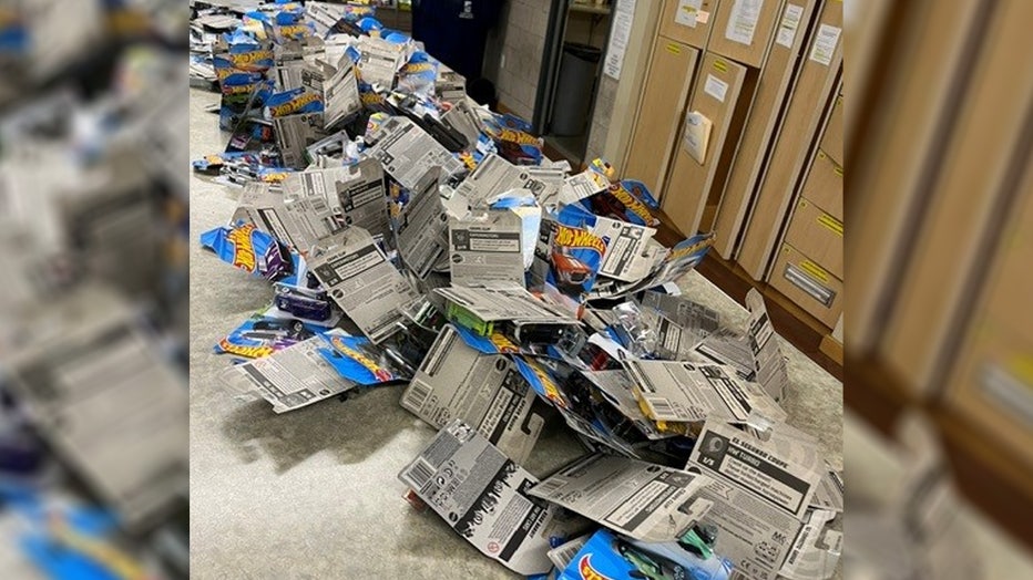 A Tacoma Police Department community service officer responded to a report of a suspicious bag on the 2200 block of South 8th Street. Inside the bag, the officer found 363 Hot Wheels cars, all in their original packaging. The collection was taken to police headquarters, and officials are seeking the owner.