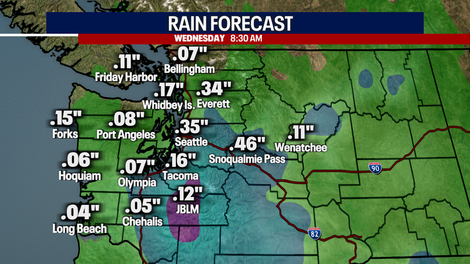Estimated rainfall totals through Wednesday morning.