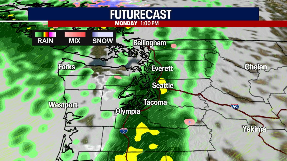 Seattle weather: Monday showers, wind, and thunder chance