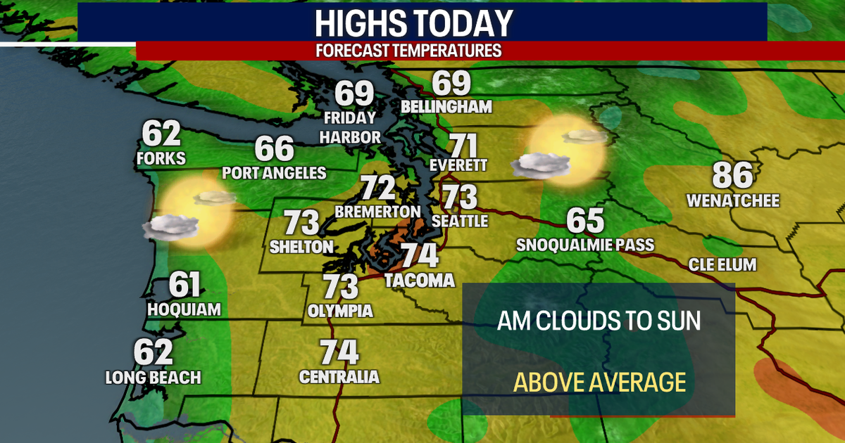 Seattle weather: Mild start to Memorial Day weekend, highs in the low 70s