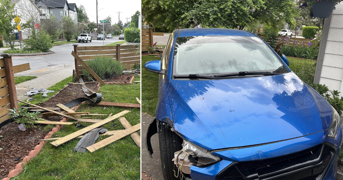 15-year-old arrested after crashing stolen car into yard | FOX 13 Seattle