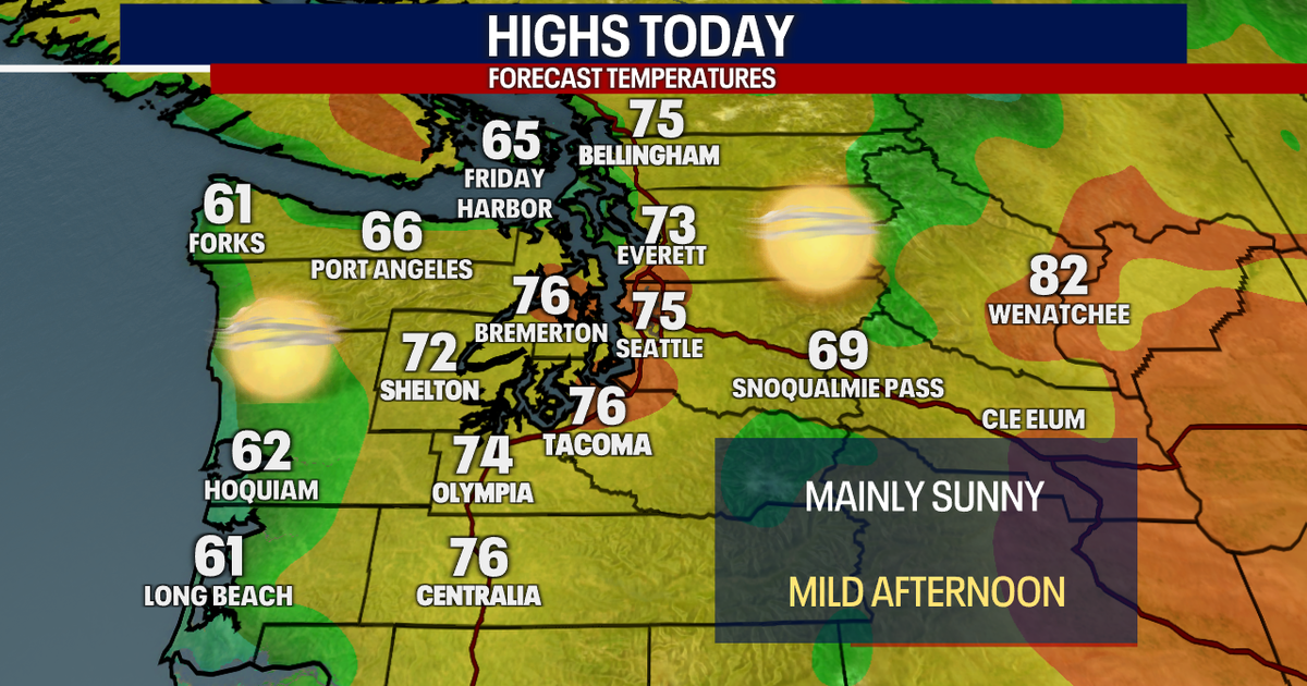 Morning clouds to sun Tuesday, highs in the mid 70s | FOX 13 Seattle