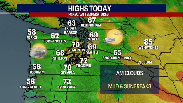 Seattle weather: Another round of morning clouds to afternoon sunbreaks Wednesday