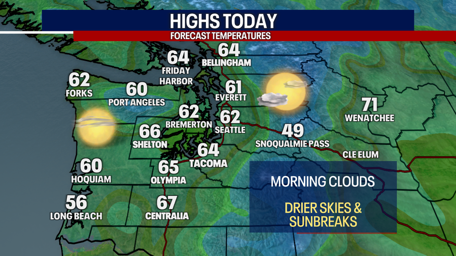 Regional high temperatures on Sunday.