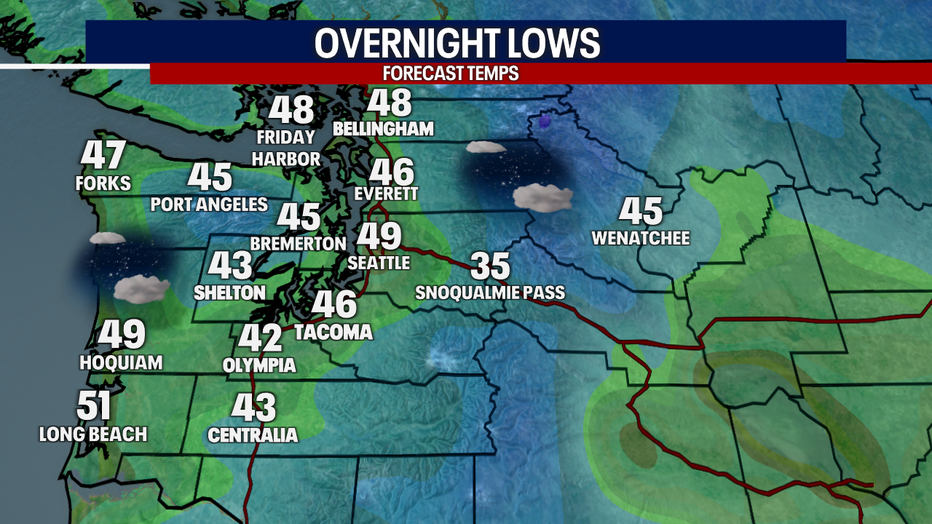 Forecast lows overnight Tuesday.