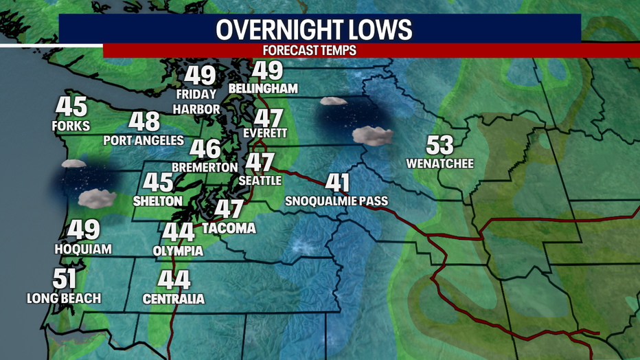 Overnight lows around the region.