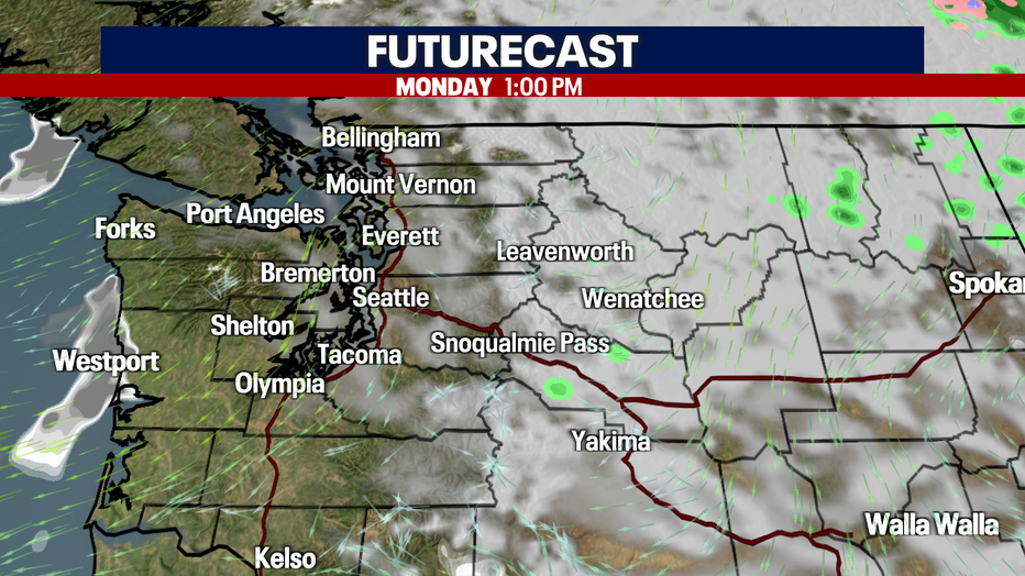 Dry skies expected on Monday.