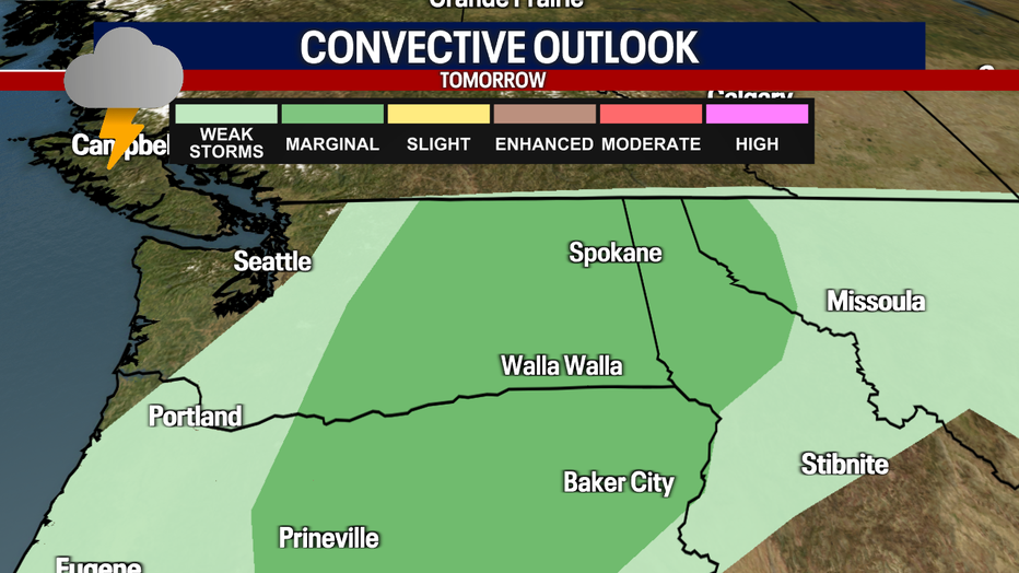 Seattle weather stays quiet Thursday while severe thunderstorms remain possible east of the Cascades.