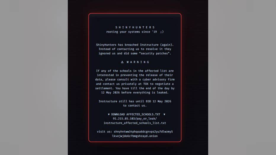 Canvas Cyberattack Message