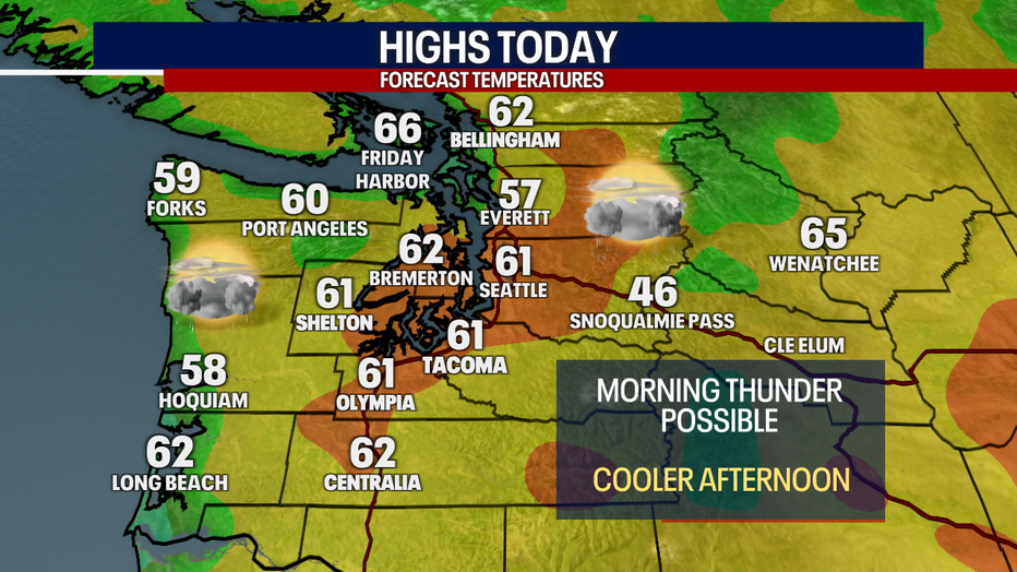 Regional high temperatures on Wednesday.