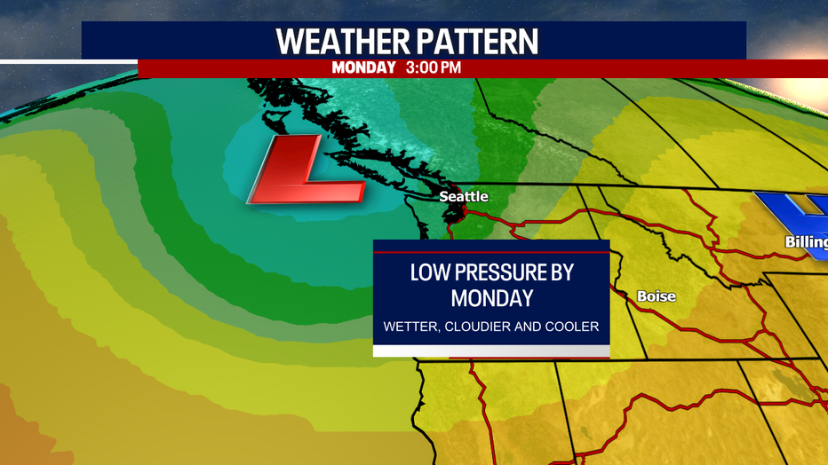 Seattle weather turns more unsettled for Memorial Day with showers, breezy conditions, and a slight chance of thunderstorms.