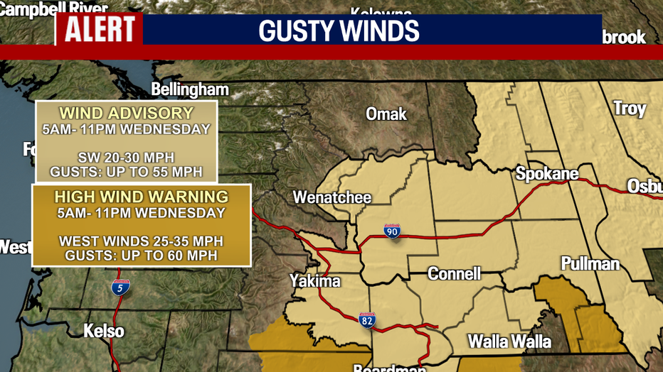 Gusty winds during the day on Wednesday.
