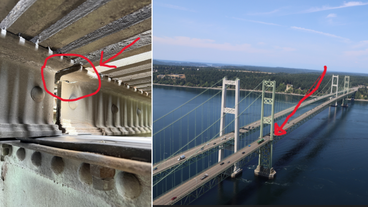 Tacoma Narrows Bridge lanes closed due to cracked bridge joint
