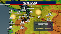 Seattle weather: Sunny skies, warming temps, highs in the 70 to 80s