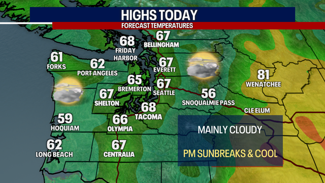 Seattle weather: Cloudy start to afternoon sunbreaks Wednesday