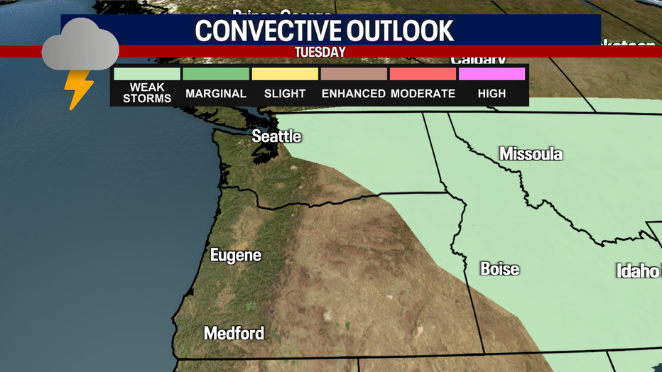 A slight chance for isolated thunder.
