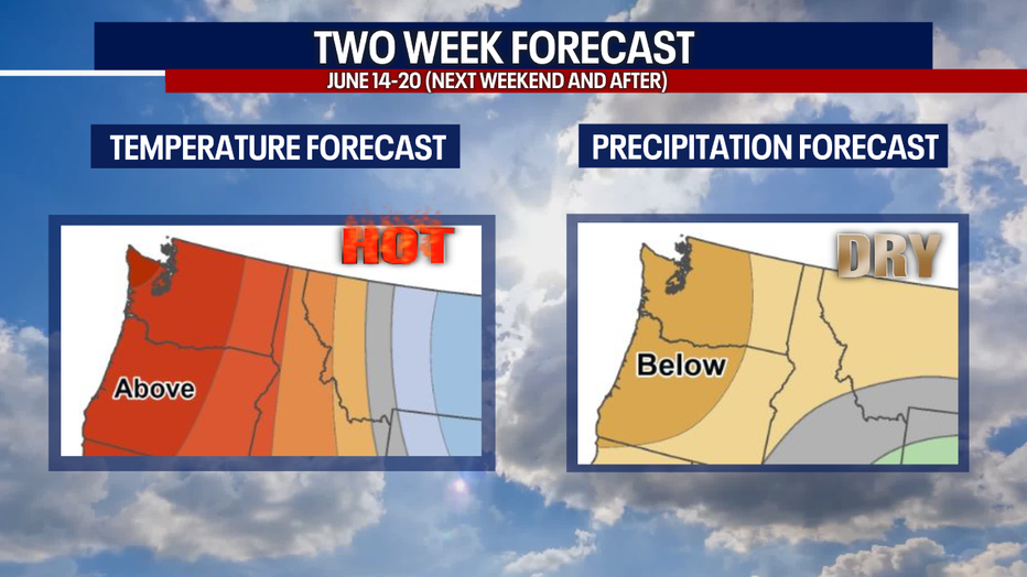 Seattle weather trends warmer into next week with mid-80s possible and a summer-like pattern developing.