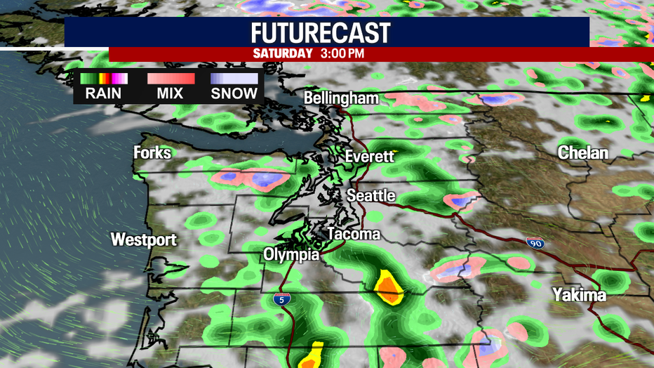 Seattle weather features increasing shower chances with scattered thunderstorms developing during the afternoon and evening hours.
