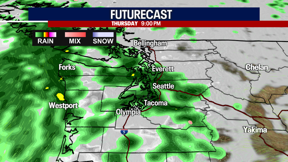 Seattle weather includes cooler weather on Thursday as an incoming system settles into Western Washington.