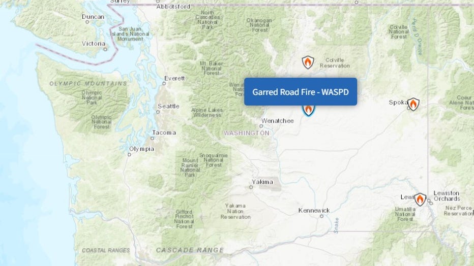 The Garred Road Fire is burning in Grant and Douglas counties near Coulee City and was first reported on Monday, June 22 at around 4:00 p.m.
