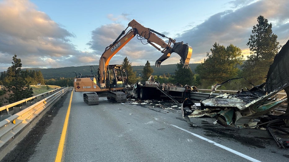 Westbound I-90 near Cle Elum will remain closed for several more hours. A semi truck caught fire early this morning. Crews are mopping up & assessing bridge damage. Detour US 97.
