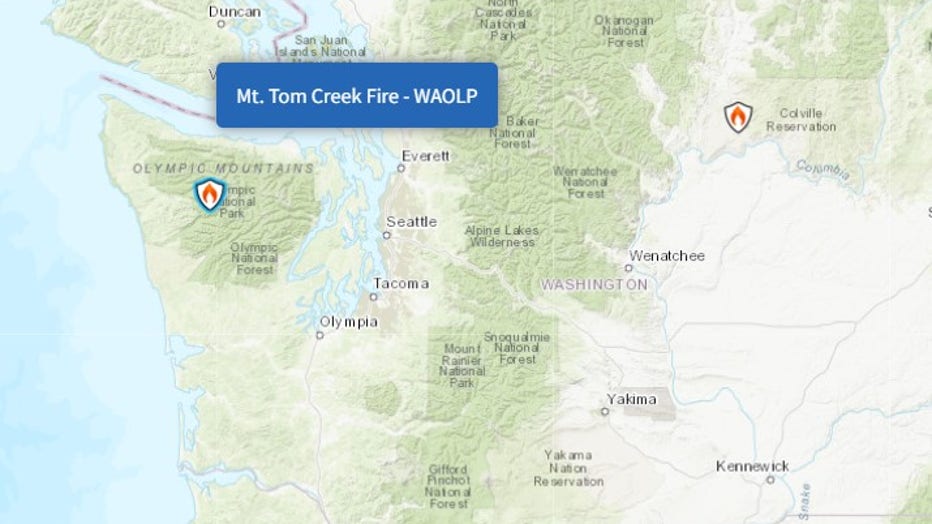 Mt. Tom Creek Fire burning in WA's Olympic National Park