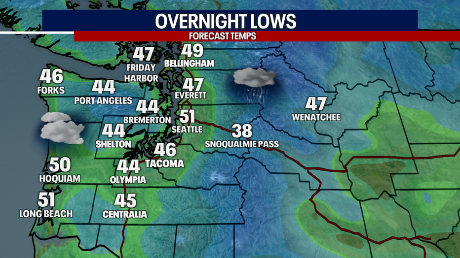 Overnight lows around Western Washington.