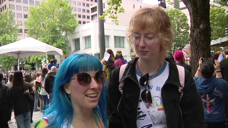 Annie St. Marie and her wife Kara Griffin at Seattle Pride Parade 2026