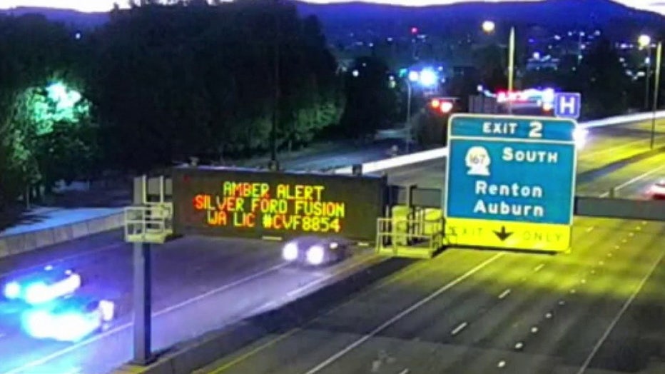 reader board traffic sign Amber Alert in Washington
