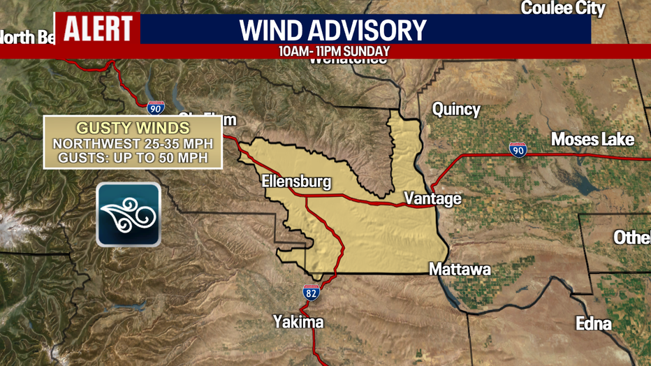 Gusty winds possible in Central Washington. 