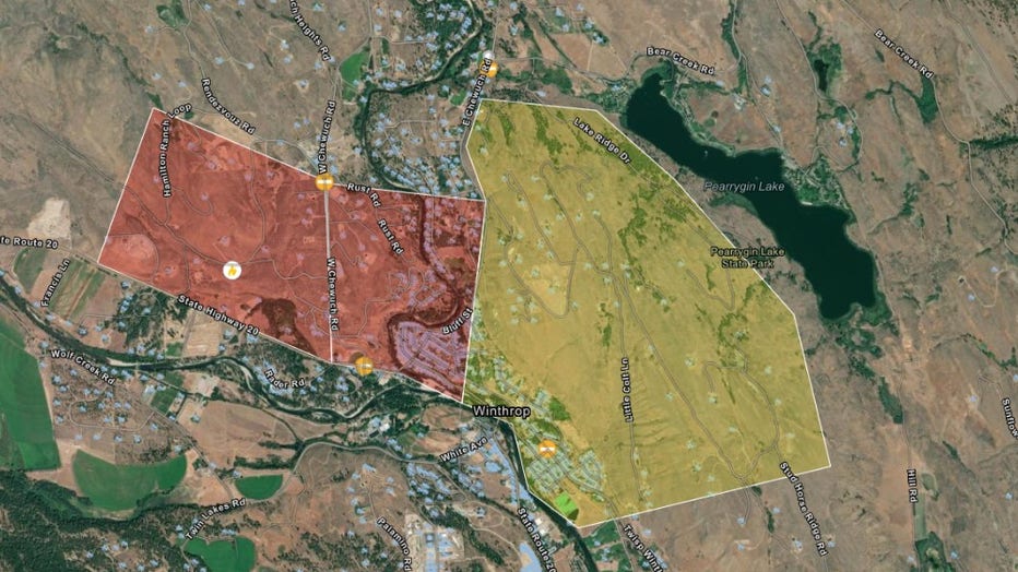 Winthrop, Washington fire map from Watch Duty