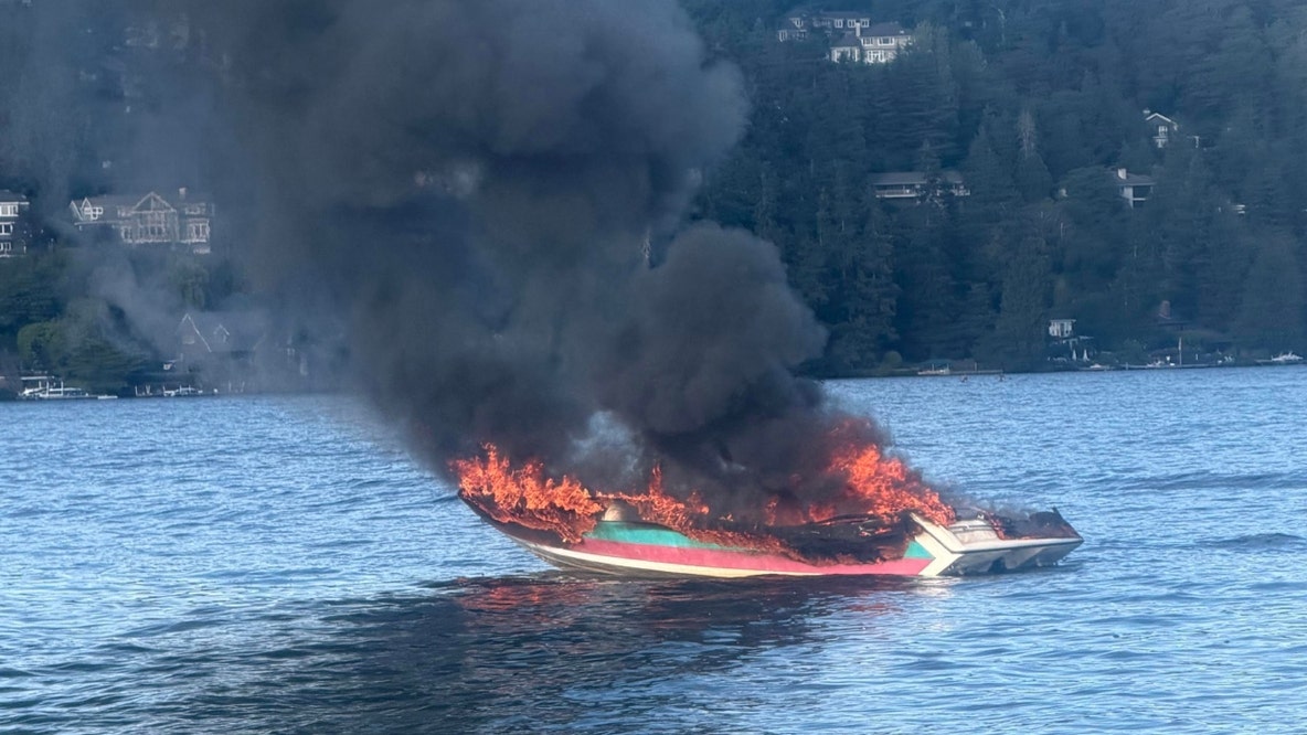 Mercer Island boat goes up in flames in Lake Washington