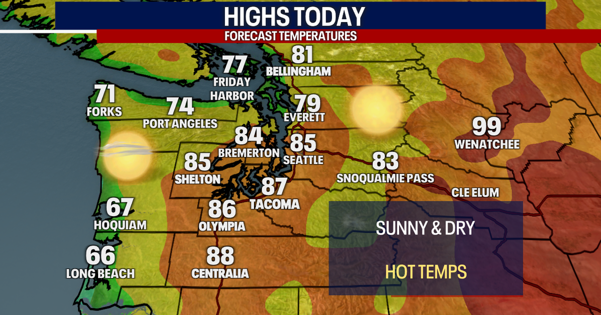 Seattle weather: Hot and sunny day Wednesday, highs in the 80s