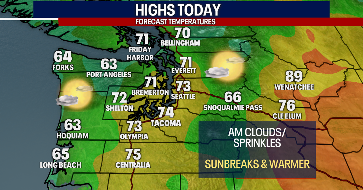 Morning clouds to sunbreaks Friday, highs in the 70s | FOX 13 Seattle