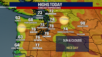 Seattle weather: Morning clouds and slightly cooler Tuesday