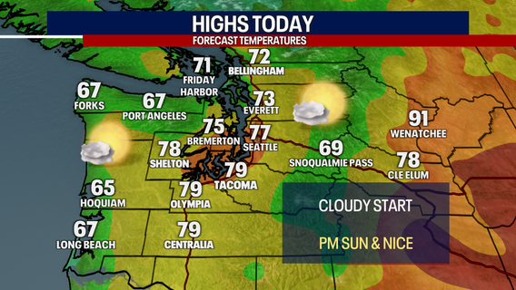 Seattle weather: Morning clouds to sun Saturday, highs in the upper 70s