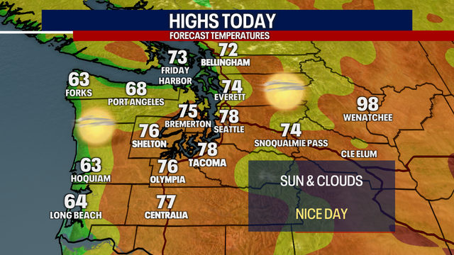 Seattle weather: Morning clouds and slightly cooler Tuesday