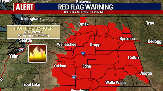 Seattle weather: Partly sunny, Red Flag Warning east of WA Cascades