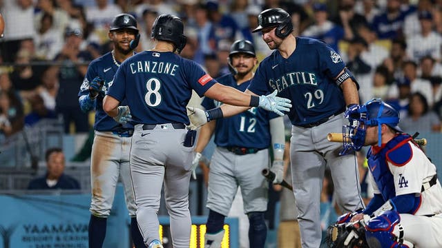 Seattle Mariners slug five home runs, two from Dominic Canzone, in 7-6 win over Dodgers