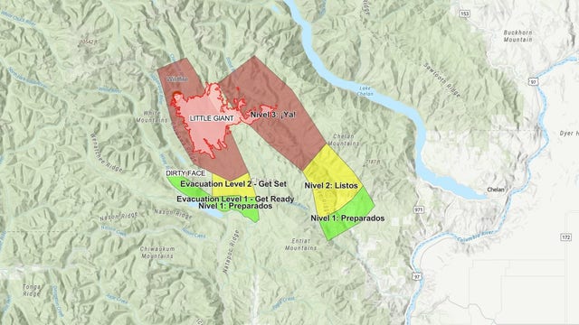 'Little Giant' wildfire prompts Level 3 'Go Now' evacuations for Chelan County, WA