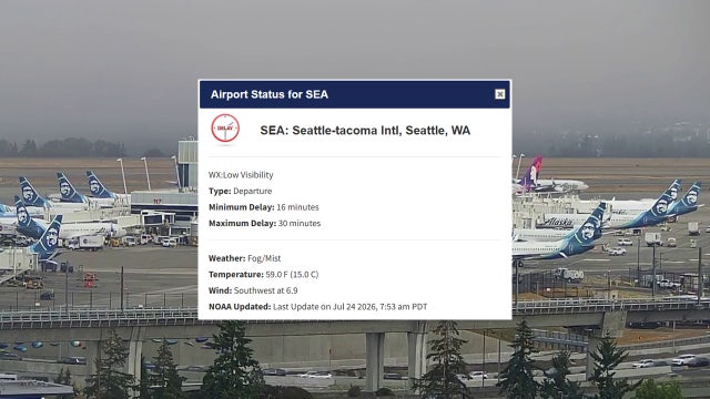 SEA Airport ground stop, delays due to fog and low visibility
