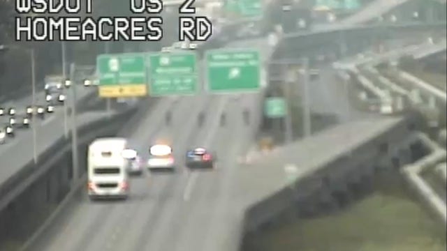 Road rage shooting investigation blocks US 2 at I-5 in Everett, WA