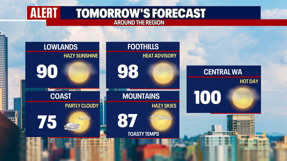 Hot and hazy Tuesday across Washington. 