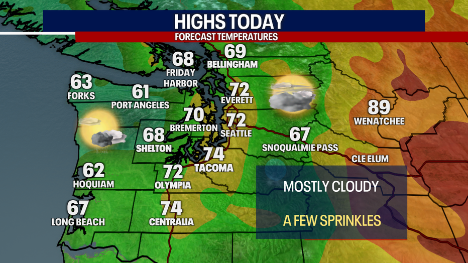 Regional highs on Sunday.