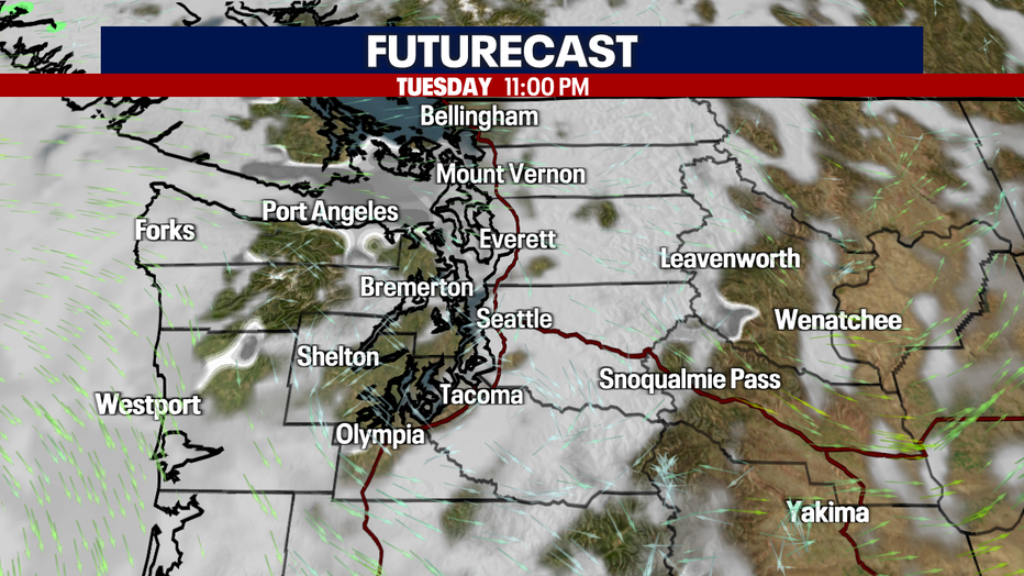 Increasing clouds overnight in Western Washington.