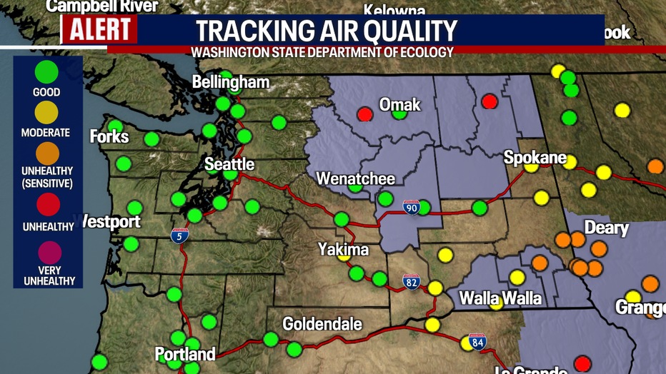 Smoky skies remain an issue in Eastern Washington.
