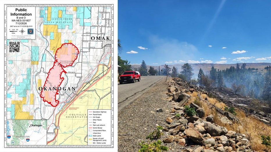 A new wildfire in Okanogan County initially triggered Level 3 "Go Now" evacuations northwest of the city of Okanogan heading into the weekend. By Saturday afternoon, Okanogan County Emergency Management reduced some of those evacuations to a Level 1 "Get Ready" advisory.