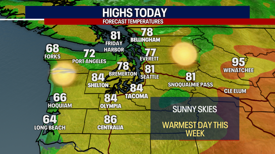 Warmer day on Monday.