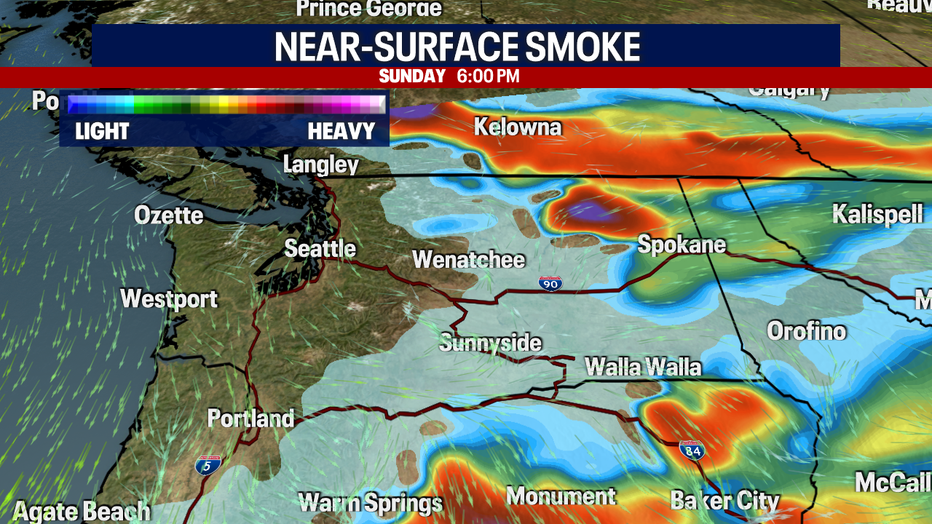 Smoky skies near active fires.